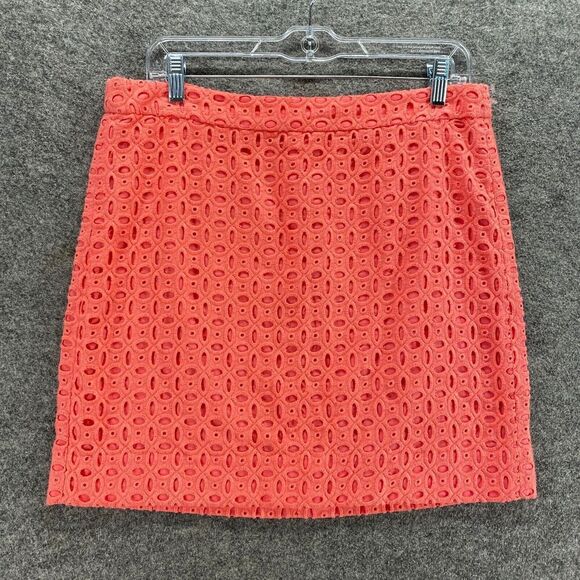 5/$45 J. Crew Skirt Women 8 Pink Crochet A-Line Midi Zipper Lined Mid Rise - Picture 1 of 9